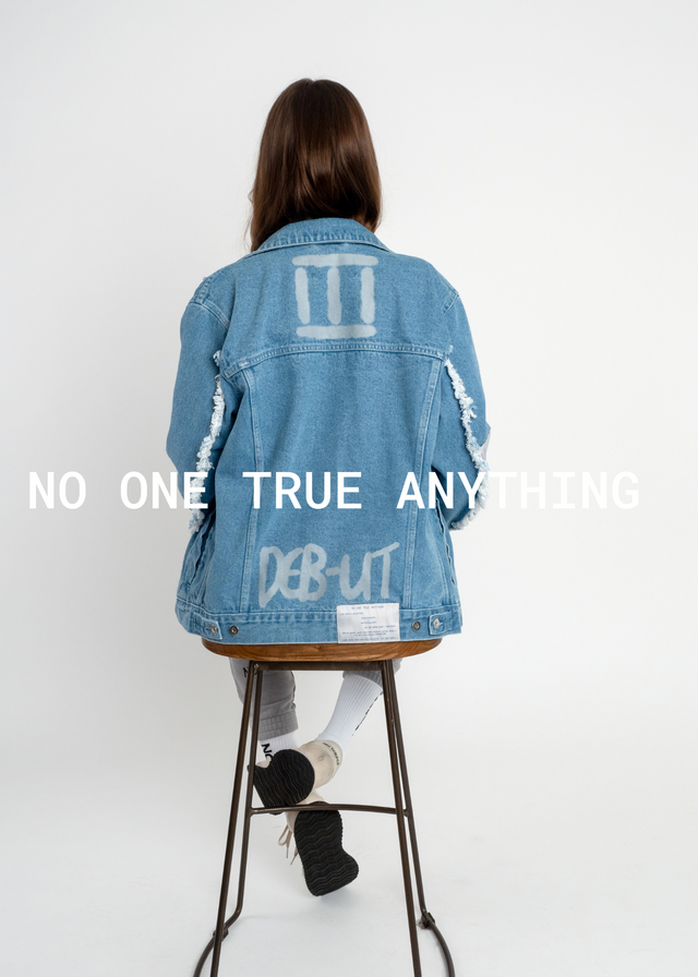 no one true anything debut 100% organic cotton denim jacket. shop debut collection