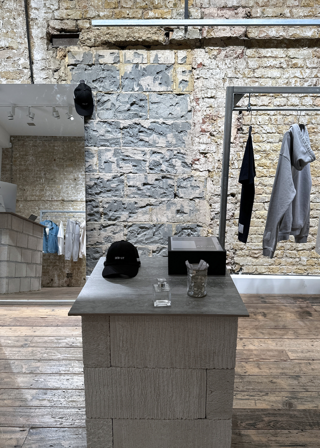 no one true anything inside covent garden store. Brutalist design decor. By Jake Posner.